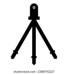 Medida de la herramienta de nivel láser de la construcción en el dispositivo de equipo de ingeniería de trípode para la herramienta de construcción icono de color negro ilustración vectorial estilo plano simple