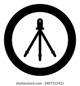 Laser level tool measure building on tripod engineering equipment device for builder construction tool icon in circle round black color vector illustration image solid outline style
