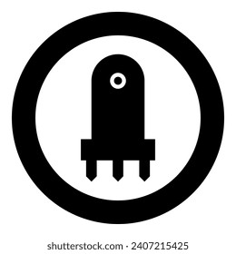 Laser level tool measure building engineering equipment device for builder construction tool icon in circle round black color vector illustration image solid outline style