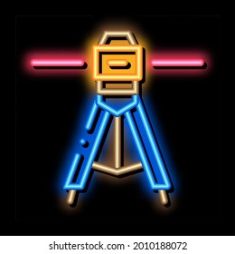 laser level tool neon light sign vector. Glowing bright icon laser level tool sign. transparent symbol illustration
