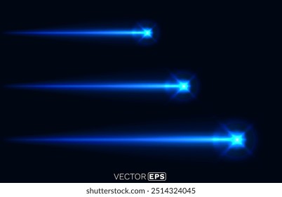 Laser light beam on black background. Vector illustration