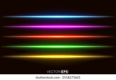 Laser light beam on black background. Vector illustration