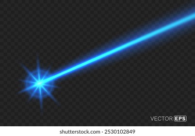 Haz de luz láser sobre fondo negro. Ilustración vectorial