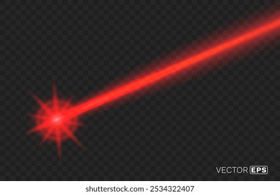 Laser light beam on black background. Vector illustration