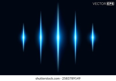 Laser light beam on black background. Vector illustration