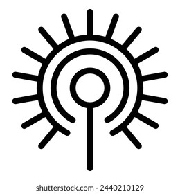 Icono de luz láser contorno vector. Puntero futurista. Blaster plasma de francotirador