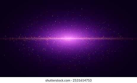 Linha de luz laser. Luz de néon horizontal. Partículas De Velocidade Horizontal De Cor Azul-Púrpura. Listras brilhantes. Ilustração do vetor da nebulosa do espaço de cores.