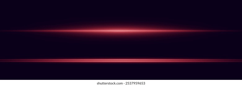 Laser light lines, flash of light and flare. Vector illustration