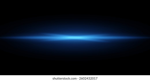 Laser light lines, horizontal neon lights, horizontal neon blue speed lines, glowing stripes, laser beams