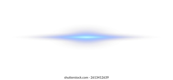 Laser light lines with neon blue glow and horizontal speed streaks. Glowing stripes, motion beams, and energy flare with sparks. Dynamic digital effect on dark background. Vector illustration.
