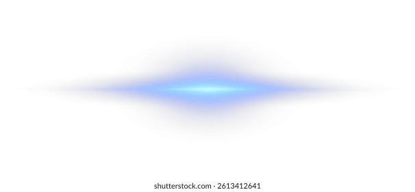 Laser light lines with neon blue glow and horizontal speed streaks. Glowing stripes, motion beams, and energy flare with sparks. Dynamic digital effect on dark background. Vector illustration.