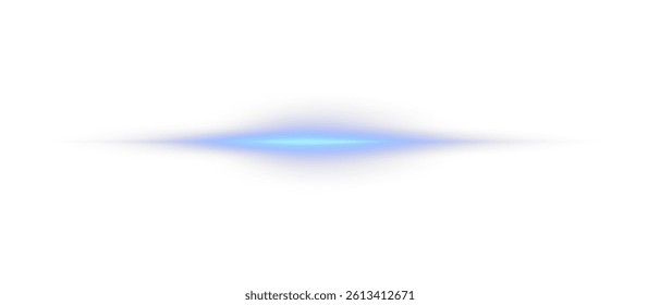 Laser light lines with neon blue glow and horizontal speed streaks. Glowing stripes, motion beams, and energy flare with sparks. Dynamic digital effect on dark background. Vector illustration.