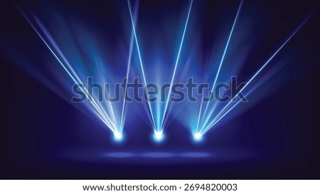 Laser light show. Abstract nightclub stage with spotlight laser beams, disco club scene with led rays. Vector nightlife realistic background.