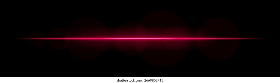 Laser line. Thin horizontal beam with smooth light halo and soft focus edges on dark background. Perfect for sci-fi, motion or UI design.