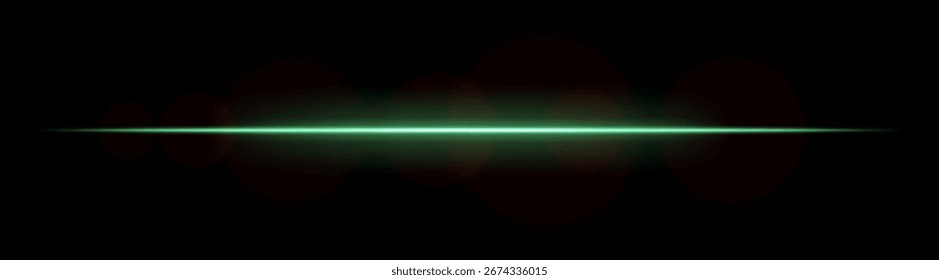 Línea láser. Delgado haz Horizontal con halo de luz suave y bordes de enfoque suave sobre fondo oscuro. Perfecto para ciencia ficción, movimiento o diseño de interfaz de usuario.