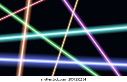 Laser lines. Abstract. Bright neon is transparent on an isolated background with the possibility of overlapping. Vector illustration.