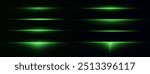 Laser lines of light. Horizontal neon light. Neon green horizontal speed lines. Glowing stripes. Laser beams. light lines of movement and speed in neon color.Beautiful flash of light and sparks.