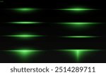 Laser lines of light. Horizontal neon light. Neon green horizontal speed lines. Glowing stripes. Laser beams. light lines of movement and speed in neon color.Beautiful flash of light and sparks.