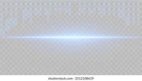 Laser lines of light. Horizontal neon light. Neon blue horizontal speed lines. Glowing stripes. Laser beams. light lines of movement and speed in neon color.Beautiful flash of light and sparks.