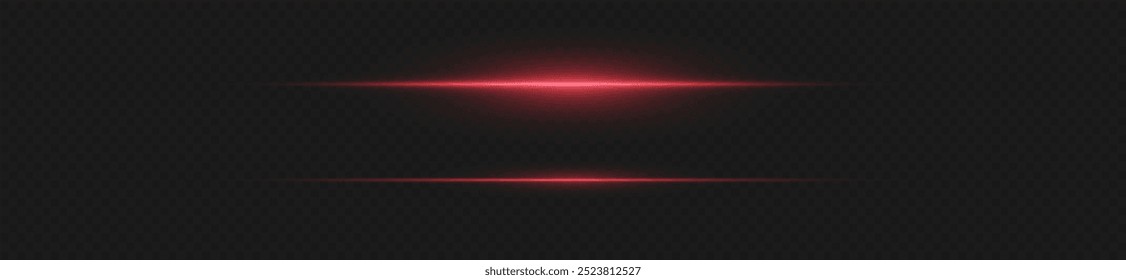 Líneas de luz láser. Horizontal luz de neón. Líneas de velocidad Horizontales de color rojo neón. Rayas brillantes. Rayos láser. líneas de luz de movimiento y velocidad en color neón. Hermoso destello de luz y chispas.