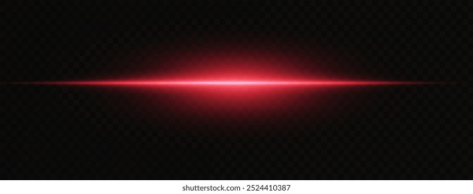 Laser lines of light. Horizontal neon light. Neon red horizontal speed lines. Glowing stripes. Laser beams. light lines of movement and speed in neon color. Beautiful flash of light and sparks.