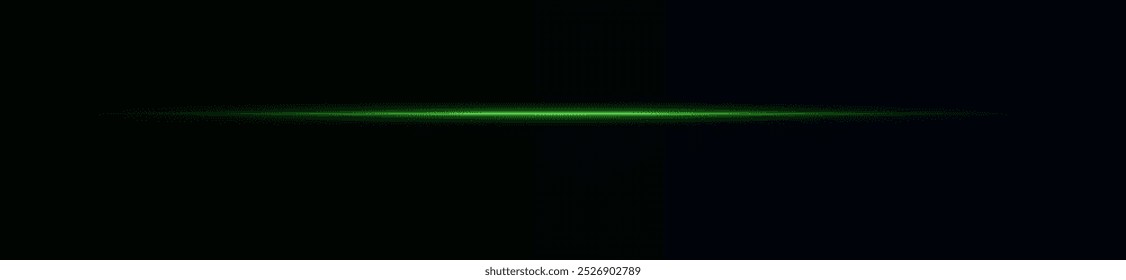 Laser lines of light. Horizontal neon light. Neon green horizontal speed lines. Glowing stripes. Laser beams. light lines of movement and speed in neon color. Beautiful flash of light and sparks.