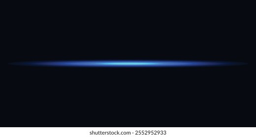 Líneas de luz láser. Horizontal luz de neón. Líneas de velocidad Horizontal azul neón. Rayas brillantes. Rayos láser.