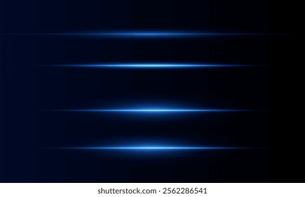 Laser lines of light. Horizontal neon light. Neon blue horizontal speed lines. Glowing stripes. Laser beams. light lines of movement and speed in neon color.Beautiful flash of light and sparks.	
