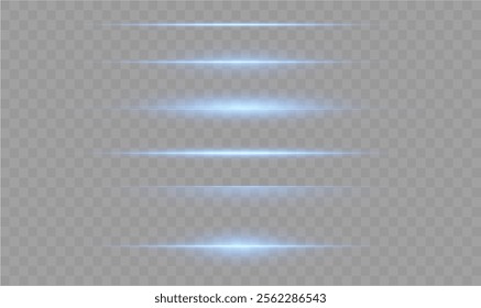 Laser lines of light. Horizontal neon light. Neon blue horizontal speed lines. Glowing stripes. Laser beams. light lines of movement and speed in neon color.Beautiful flash of light and sparks.	
