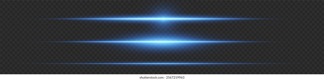 Laser lines of light. Horizontal neon light. Neon blue horizontal speed lines. Glowing stripes. Laser beams. light lines of movement and speed in neon color.Beautiful flash of light and sparks.	
