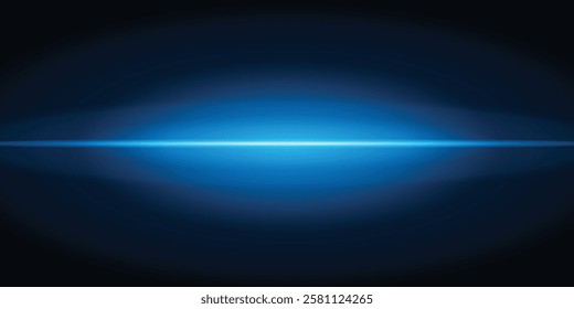 Laser lines of light. Horizontal neon light. Neon blue horizontal speed lines. Glowing stripes. Laser beams.light Beautiful color