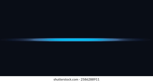 Laser lines of light. Horizontal neon light. Neon blue horizontal speed lines. Glowing stripes. modern light