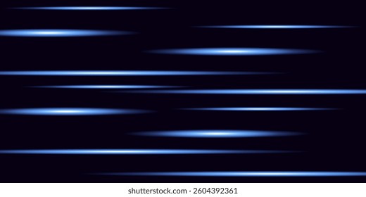 Laser lines of light. Horizontal neon light. vector