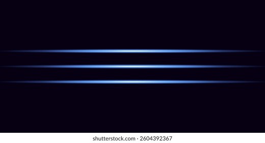 Laser lines of light. Horizontal neon light. vector