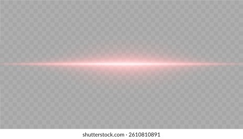 Laser lines of light. Horizontal neon light. Neon red horizontal speed lines. Glowing stripes. Laser beams. light lines of movement and speed in neon color. Beautiful flash of light and sparks.