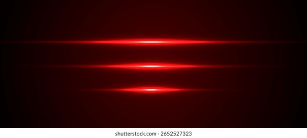Líneas de luz láser. Horizontal luz de neón. Líneas de velocidad Horizontales de neón. Rayas brillantes. Rayos láser. Ilustración vectorial