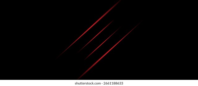 Laser lines of light. Horizontal neon light. Neon red horizontal speed lines. Glowing stripes. Laser beams. light lines of movement and speed in neon color. Beautiful flash of light and sparks. vector