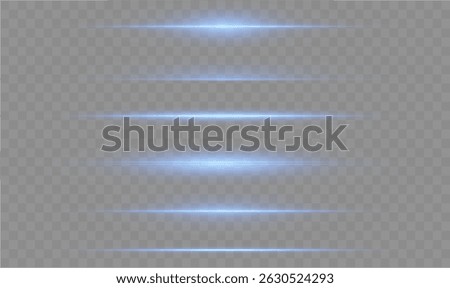 Laser lines of light. Horizontal neon light. Neon blue horizontal speed lines. Glowing stripes. Laser beams. light lines of movement and speed in neon color.Beautiful flash of light and sparks.