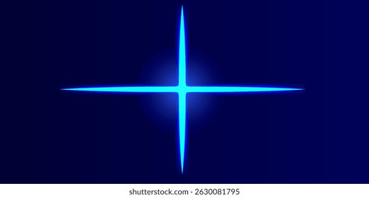 Líneas de luz láser. Luz de neón Horizontal vertical. Líneas de velocidad Horizontal azul neón. Rayas brillantes.