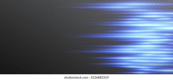 Laser lines. Neon light. Neon blue speed lines. Glowing light lines. Fast, dynamic stripes with flashes of light and sparks. Perfect for backgrounds, tech designs, Glowing stripes. Laser beams. Neon 