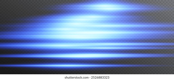 Laser lines. Neon light. Neon blue speed lines. Glowing light lines. Fast, dynamic stripes with flashes of light and sparks. Perfect for backgrounds, tech designs, Glowing stripes. Laser beams. Neon 