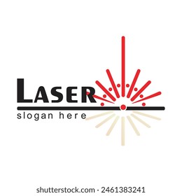 Laser logo design simple concept Premium Vector