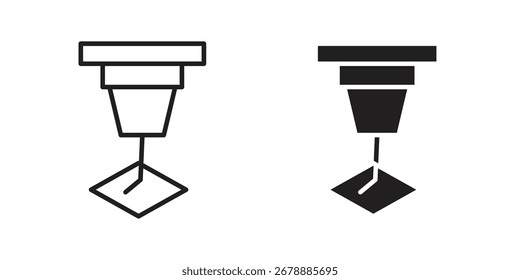 Diseño gráfico de estilo de línea de ícono de máquina láser. Vectores editables.
