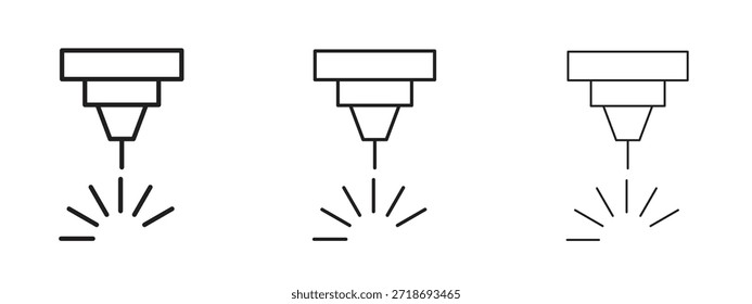 ícone da máquina a laser logo pictograma preto conjunto. linha fina contorno arte.