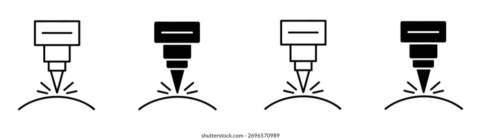 Icono de la máquina láser, icono de estilo de contorno para Sitio web o App móvil, gráficos de Vector