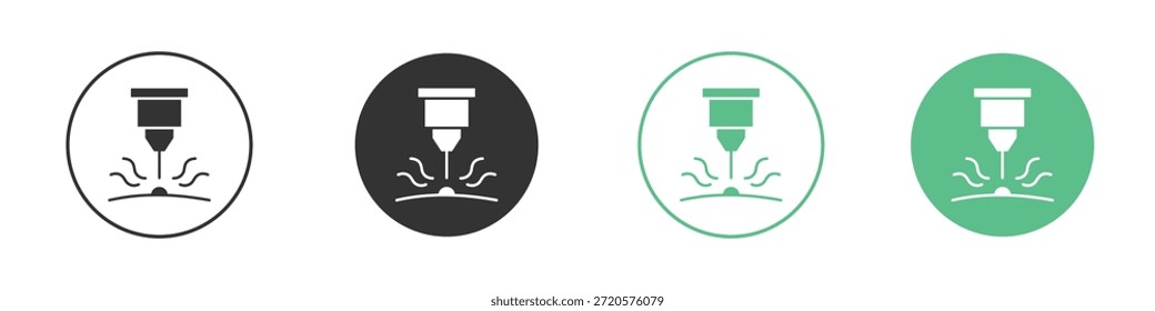 Pictogramas de icono de máquina láser. Vector EPS 10