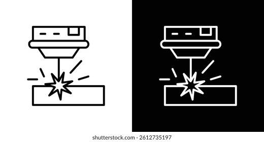 Laser machine icon set. Black illustration isolated for graphic and web design