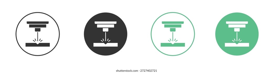 Conjunto de concepto de iconos de máquina láser. Ilustraciones vectoriales de glifos