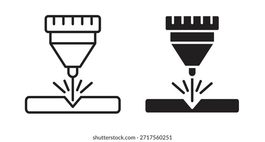 Iconos de la máquina láser. Píxel perfecto. Icono de contorno de Vector. Concepto de logotipo plano.