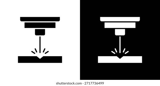 Iconos de la máquina láser diseño de silueta. Símbolo de glifo blanco y negro.